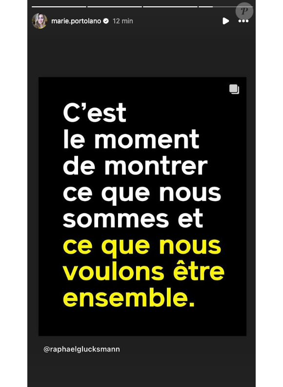 "C'est le moment de montrer ce que nous sommes et ce que nous voulons être ensemble", peut-on lire

Le message partagé par Marie Portolano sur Instagram