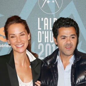 Jamel Debbouze et Mélissa Theuriau Soirée de clôture au palais des sports . Grand prix du jury , prix du public et prix d'interprètation rebaptisé désormais prix Michel Galabru pour Fatsah Bouyahmed 19ème festival international du film de comédie de l'Alpe d'Huez 2016 .