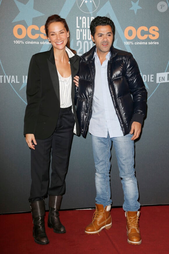 Jamel Debbouze et Mélissa Theuriau Soirée de clôture au palais des sports . Grand prix du jury , prix du public et prix d'interprètation rebaptisé désormais prix Michel Galabru pour Fatsah Bouyahmed 19ème festival international du film de comédie de l'Alpe d'Huez 2016 .