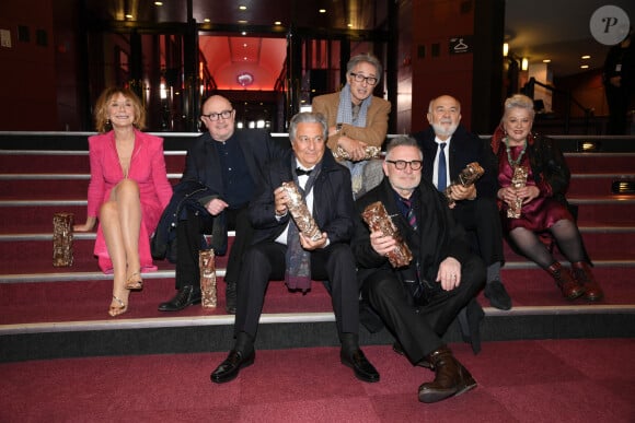 César d'anniversaire pour le Splendid - Marie Anne Chazel, Michel Blanc, Christian Clavier, Thierry Lhermitte, Gérard Jugnot, Josiane Balasko, Bruno Moynot lors de la pressroom remise des prix lors de la 46ème cérémonie des César à l'Olympia à Paris © Pascal le Segretain / Pool / Bestimage