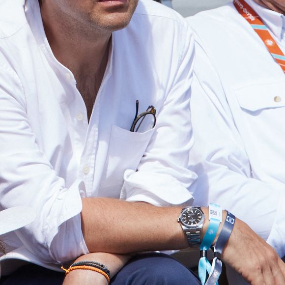 Thomas Sotto dans les tribunes lors des Internationaux de France de Tennis de Roland Garros 2023. Paris, le 10 juin 2023. © Jacovides-Moreau / Bestimage