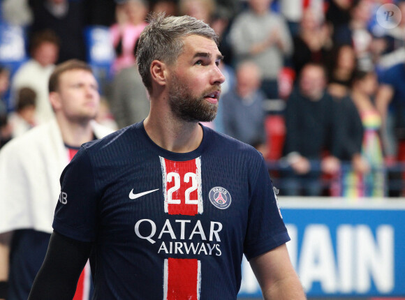 Luka Karabatic apres la victoire (PSG) - Match de handball de la Liqui Moly Starligue opposant le Paris Saint-Germain (PSG) à l'US Ivry (39-25) à Paris, France, le 4 octobre 2024. © Jonathan Rebboah/Panoramic/Bestimage