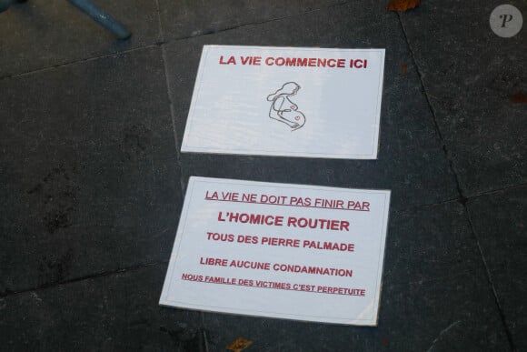 Ce drame avait fait trois blessés graves d'une même famille : dont Mila, enceinte de six mois qui a malheureusement perdu son bébé après la collusion.

La mère de Adrien, victime d'un accident de la route, manifeste devant le tribunal de Melun à l'ouverture du procès de Pierre Palmade pour demander la condamnation des auteurs d'homicide routier le 20 novembre 2024. Son fils Adrien est mort le 2 février 2018. © Christophe Clovis / Bestimage