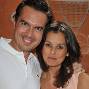 Faustine Bollaert et son mari Maxime Chatam assistent aux Internationaux de France de tennis 2012 à Roland Garros à Paris, France, le 30 mai 2012. Photo par Christophe Guibbaud/ABACAPRESS.COM