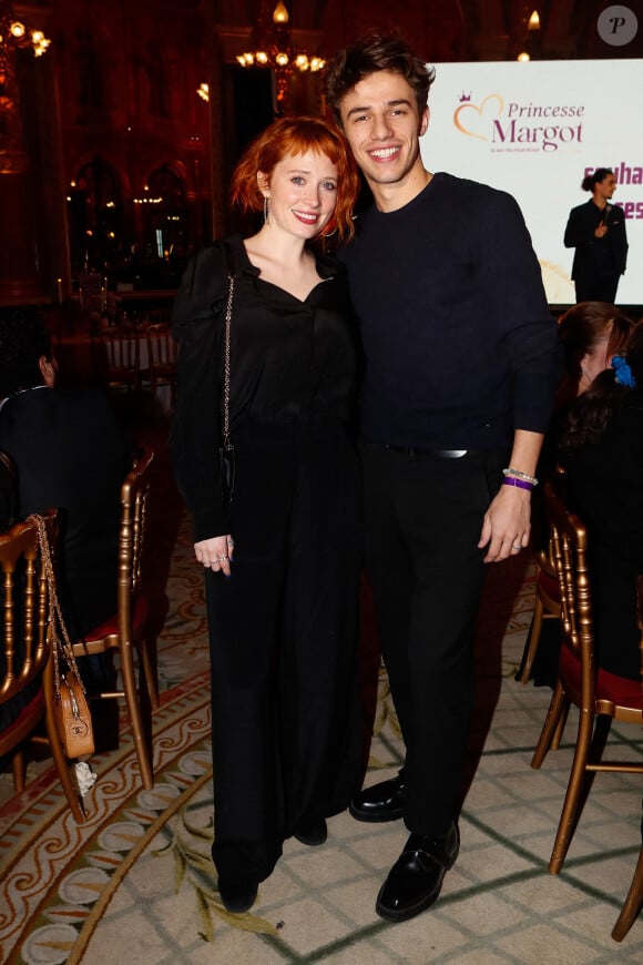 Exclusif - Thomas da Costa (Ici tout commence) et sa compagne Claire Romain lors de la soirée de gala de l'association "Princesse Margot" à l'hôtel InterContinental Paris - Le Grand, à Paris, France, le 11 décembre 2023. © Christophe Clovis/Bestimage