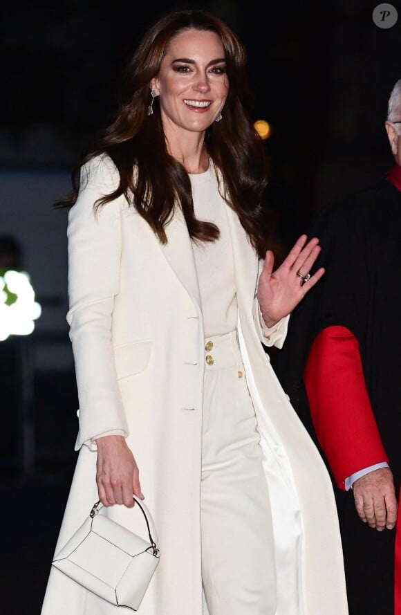 Catherine (Kate) Middleton, princesse de Galles, arrive au traditionnel concert de Noël "Together At Christmas" à l'abbaye de Westminster à Londres, Royaume Uni, le 8 décembre 2023.