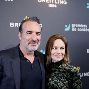 Jean Dujardin et sa femme Nathalie Péchalat (nouvelle présidente de l'association "Premiers de Cordée") - Dîner de charité Breitling à la Samaritaine pour l’association "Premiers de Cordée" à Paris le 4 avril 2024. © Rachid Bellak/Bestimage