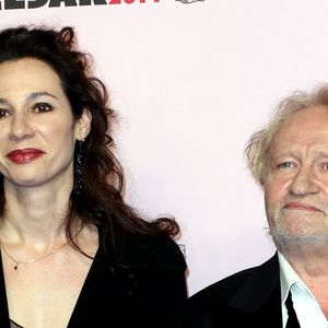 Niels Arestrup ( César acteur dans un second rôle dans le film " Quai d' Orsay " ) et sa femme Isabelle - Arrivées Exterieur - 39ème cérémonie des Cesar au théâtre du Châtelet à Paris Le 28 Février 2014 