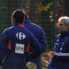 L'équipe de France entraînée par Raymond Domenech éclaboussée par une affaire de proxénétisme.