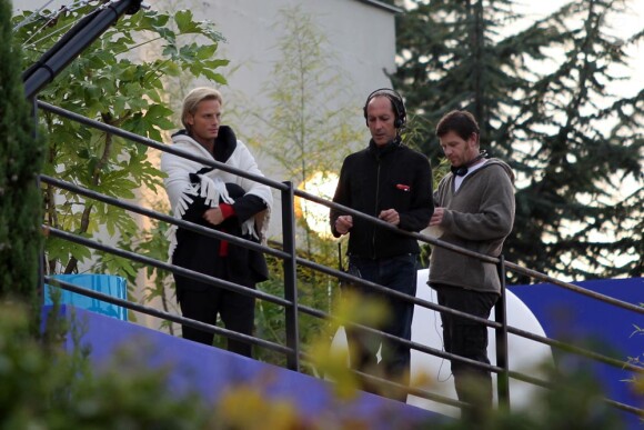 Arnaud Lemaire en compagnie de Philippe Lelièvre sur le tournage de l'émission L'Amour est aveugle, qu'il anime chaque vendredi soir à 22h15 sur TF1. 