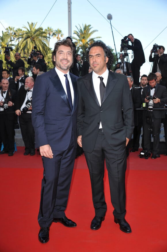 Javier Bardem et Alejandro Gonzalez Inarritu lors du dernier tapis rouge du 63e festival de Cannes le 23 mai 2010