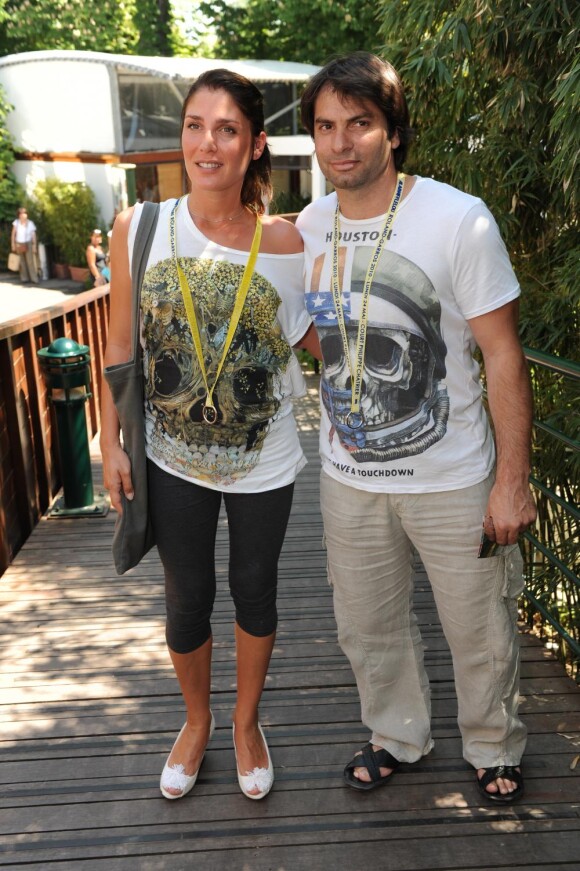 Christophe Dominici et son épouse à Roland Garros le 25 mai 2010 à Paris 