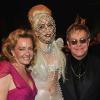 Caroline Gruosi, Lady Gaga et Elton John lors du White Tie & Tiara Ball organisé par Sir Elton John lui-même et David Furnish, en association avec Chopard.