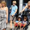 Heidi Klum en famille dans le quartier de Soho à New York, le 7 juillet 2010