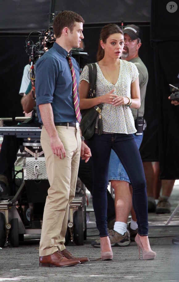 Justin Timberlake et Mila Kunis sur le tournage de Friends with Benefits, à New York, le 20 juillet 2010.