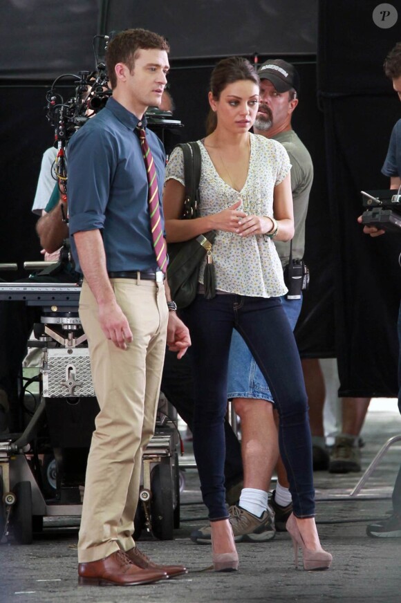 Justin Timberlake et Mila Kunis sur le tournage de Friends with Benefits, à New York, le 20 juillet 2010.