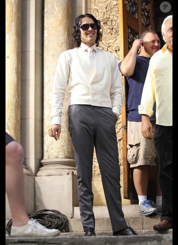 Russell Brand sur le tournage du film Arthur à New York le 27 juillet 2010