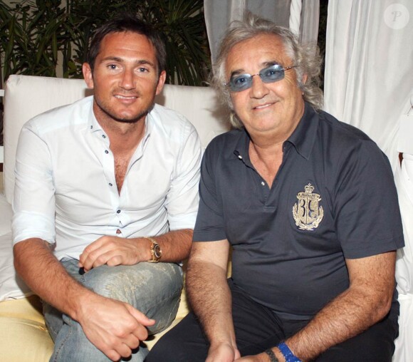 Frank Lampard et Flavio Briatore à l'occasion d'une fête donnée par Flavio Briatore à Porto Cervo, en Sardaigne, le 31 juillet 2010.