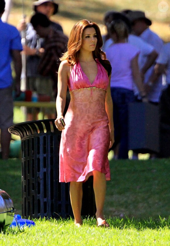 Eva Longoria sur le tournage de Desperate Housewives. 16/08/2010