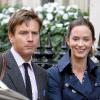 Ewan McGregor et Emily Blunt sur le tournage de Salmon Fishing in the Yemen à Londres le 18 août 2010