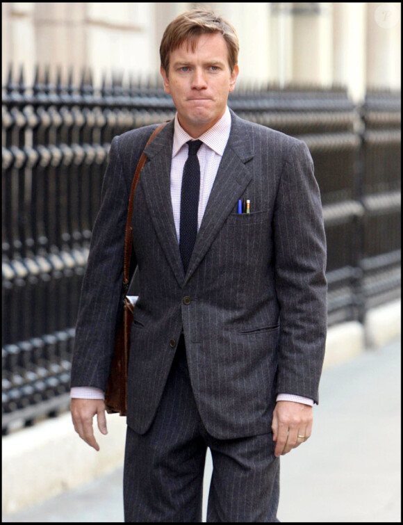 Ewan McGregor sur le tournage à Londres de Salmon Fishing in the Yemen à Londres le 18 août 2010