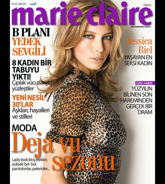 Jessica Biel en couverture du Marie-Claire Turquie du mois d'octobre 2010