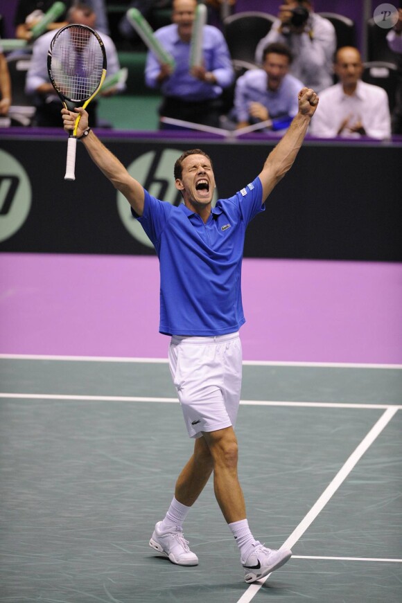 Michaël Llodra, brillant vainqueur de son match de Coupe Davis face à l'Argentine le 17 septembre 2010