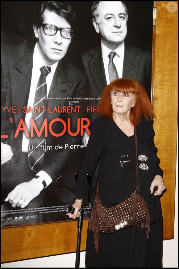 Sonia Rykiel, à l'occasion de l'avant-première de Yves Saint Laurent - Pierre Bergé : L'amour fou, qui s'est tenue au cinéma L'Arlequin, à Paris, le 20 septembre 2010.
