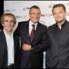 Alain Prost, Jean-Christophe Babin et Leonardo DiCaprio lors de la célébration des 150 ans de la marque Tag Heuer à Paris le 29 septembre 2010
