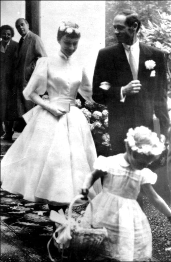 Mariage d'Audrey Hepburn avec Mel Ferrer en Suisse, le 25 septembre 1954