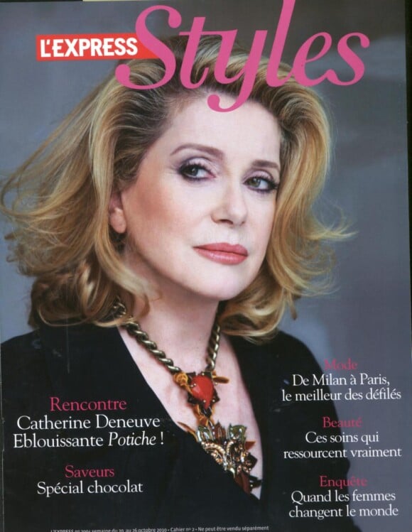 Catherine Deneuve en couverture de l'Express Styles