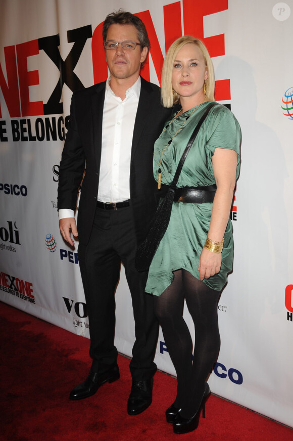 Matt Damon et Patricia Arquette lors du gala de charité de l'association One x One à New York le 27 octobre 2010