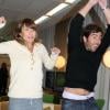 Axelle Laffont et Pierre Mathieu à l'occasion du lancement de la nouvelle console Kinect pour X Box 360 chez Microsoft à Paris, le 9 novembre 2010