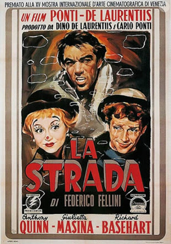 L'affiche de La Strada, produit par Dino de Laurentiis.