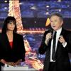 Michel Drucker et sa productrice Françoise Coquet pendant l'émission Champs-Elysées, en direct sur France 2 (13 novembre 2010)