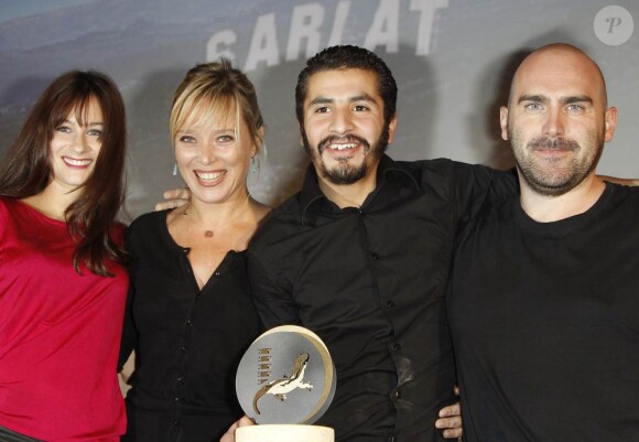Mélanie Bernier, Marie Guillard, Aymen Saidi et Julien Leclercq, lors du palmarès du 19e Festival du Film de Sarlat, le 14 novembre 2010.
