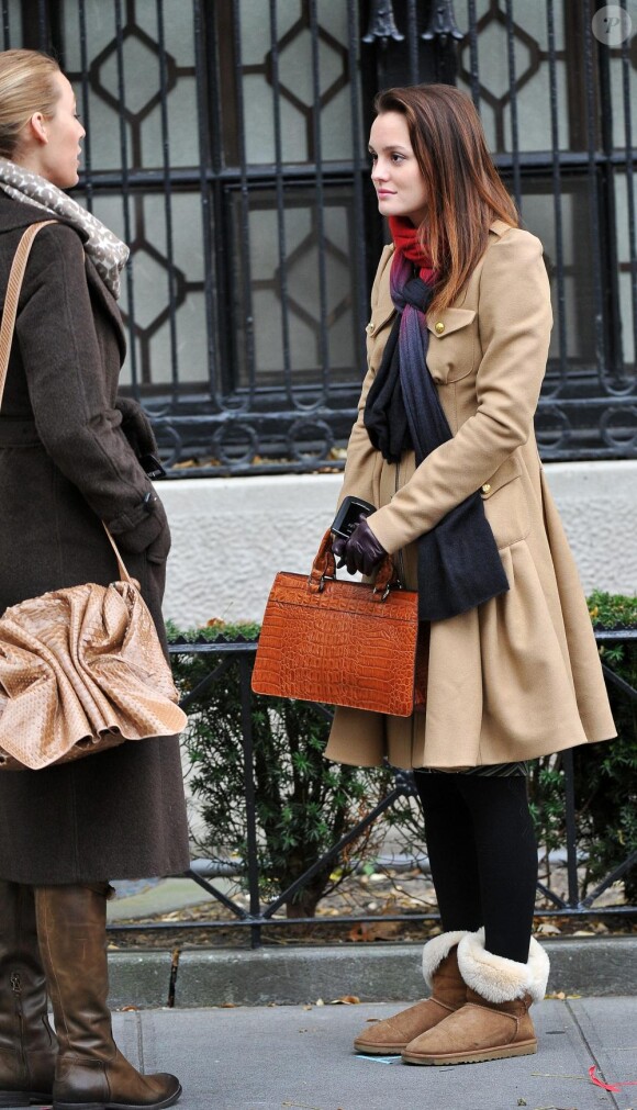 Leighton Meester et Blake Lively, sur le tournage de Gossip Girl à New York, le 30 novembre 2010.