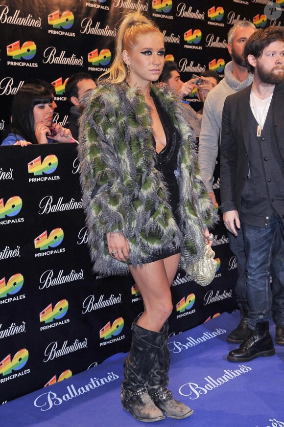 Kesha à la cérémonie des 40 Principales Awards à Madrid, le 10 décembre 2010.