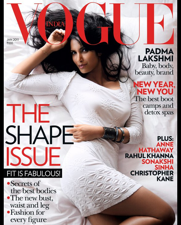 Padma Lakshmi en couverture de Vogue Inde.