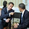 Nicolas Sarkozy et Barack Obama lors d'un entretien à la Maison Blanche le 10 janvier 2011