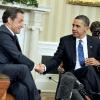 Nicolas Sarkozy et Barack Obama lors d'un entretien à la Maison Blanche le 10 janvier 2011