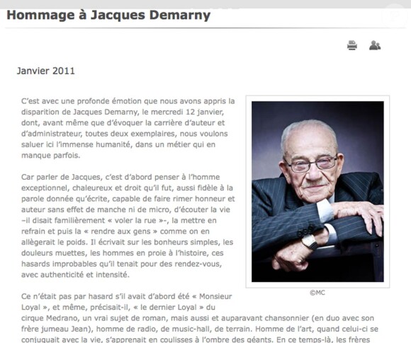 Jacques Demarny, parolier humaniste qui accompagna pendant 20 ans la carrière d'Enrico Macias en composant pour lui plus d'une centaine de chansons, est décédé mercredi 12 janvier 2011... La Sacem lui rend hommage.