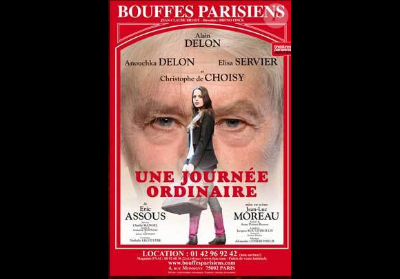 Alain Delon et sa fille Anouchka : Une journée ordinaire, écrite par Eric Assous et mise en scène par Jean-Luc Moreau, aux Bouffes-Parisiens à partir du 21 janvier prochain.