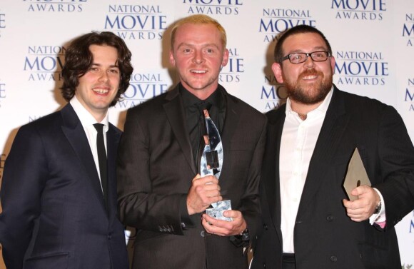 Edgar Wright, Simon Pegg et Nick Frost, récompensés pour la comédie Hot Fuzz en 2007, à Londres.