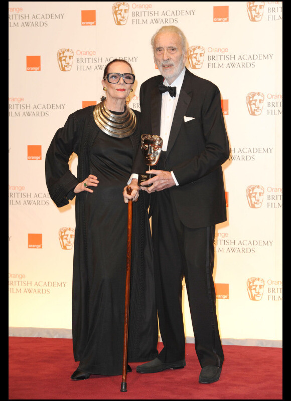 Christopher Lee et sa femme lors des BAFTA awards à Londres le 13 février 2011