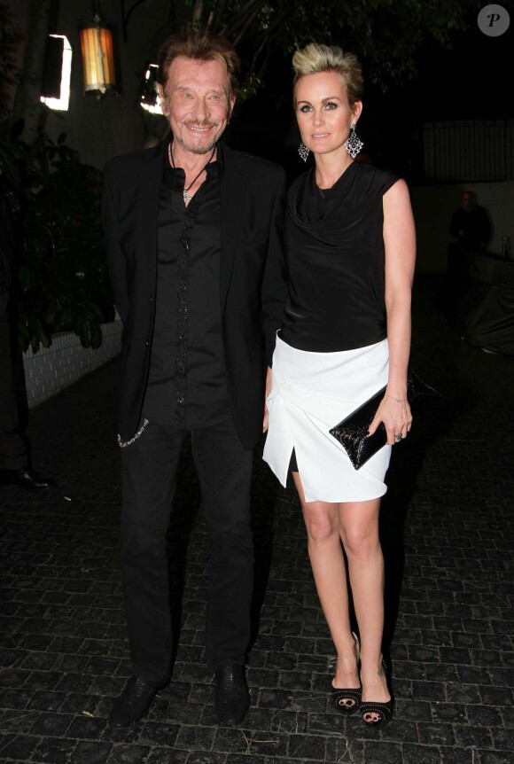 Johnny Hallyday et Laeticia, soirée Pré-Oscars Dior, à Los Angeles, le 23 février 2011