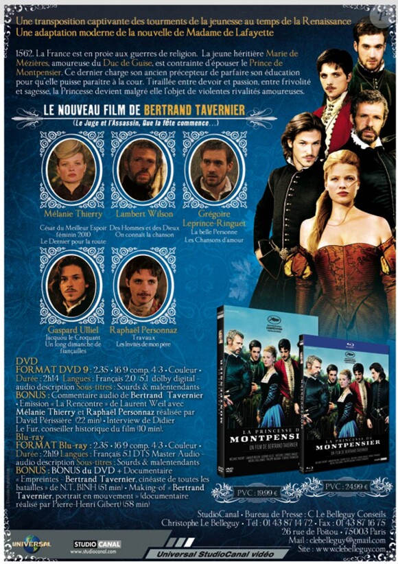Des images de La Princesse de Montpensier, disponible en DVD et Blu-Ray chez StudioCanal dès le 8 mars 2011.