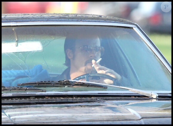 Brad Pitt sur le tournage du film Cogan's Trade à la Nouvelle-Orléans le 9 mars 2011
