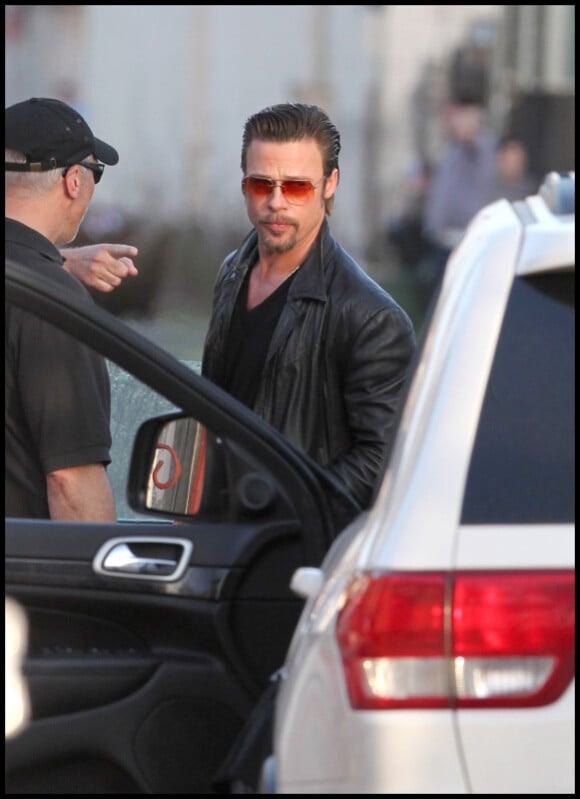 Brad Pitt sur le tournage du film Cogan's Trade à la Nouvelle-Orléans le 9 mars 2011
