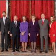 Letizia d'Espagne entourée de la famille royale d'Espagne au Palais Zarzuela de Madrid le 21 mars 2011